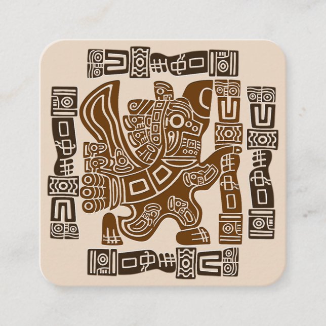 Carte De Visite Carré Aztec Eagle Guerrier Tribal Art antique (Devant)