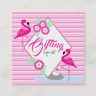 Carte De Visite Carré baby shower de Flamant rose carnet de cadeaux cart