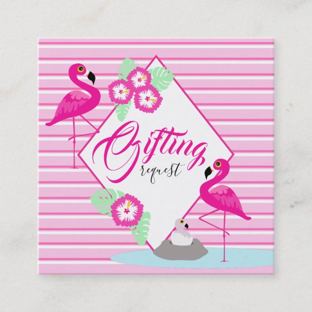 Carte De Visite Carré baby shower de Flamant rose carnet de cadeaux cart (Devant)