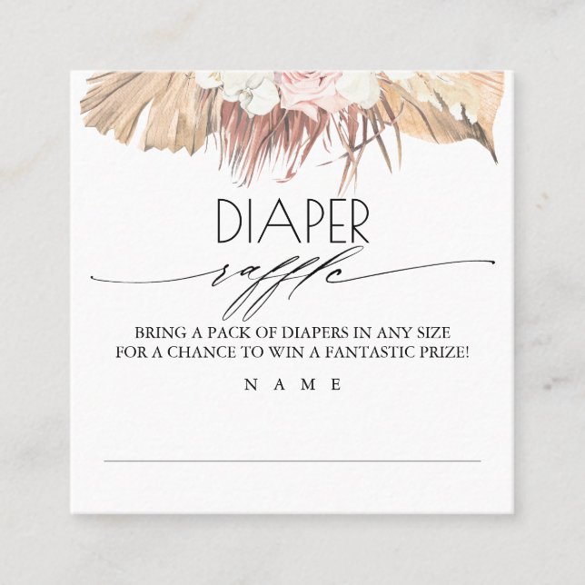 Carte De Visite Carré Baby shower de palmiers séchés au chapeau (Devant)