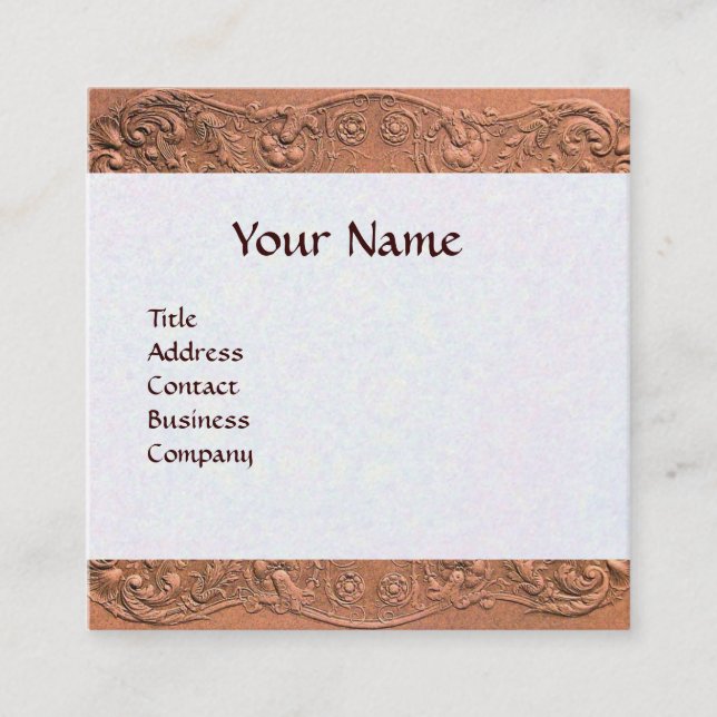 Carte De Visite Carré Baby shower FILLE ANTIQUE ROSE BOUTEILLE, FLORAL (Devant)