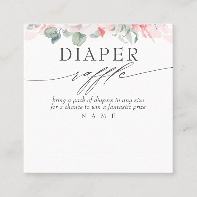 Carte De Visite Carré Baby shower floral rose doux au calcaire (Devant)
