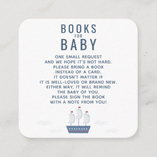 Carte De Visite Carré Baby shower Nautique Bébé Boy Livres Pour Bébé