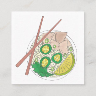 Carte De Visite Carré Baguettes de soupe à la nouille de poulet pour ali