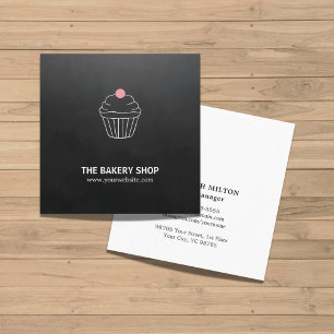 Carte De Visite Carré Baker noir minimaliste moderne de sucrerie de rose