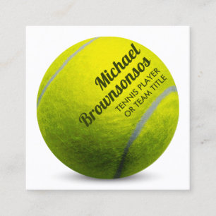 Carte De Visite Carré Balle de Tennis Jaune Géante Courbe Nom Coach