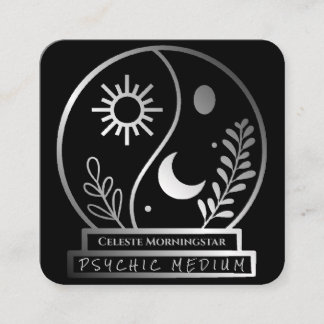 Carte De Visite Carré Balle en cristal argenté Psychique Moyenne Lune So