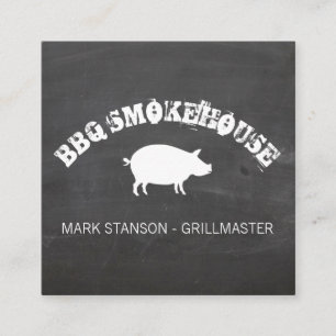Carte De Visite Carré Barbecue / Cochon / Arrière - plan de la calque