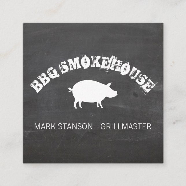 Carte De Visite Carré Barbecue / Cochon / Arrière - plan de la calque (Devant)