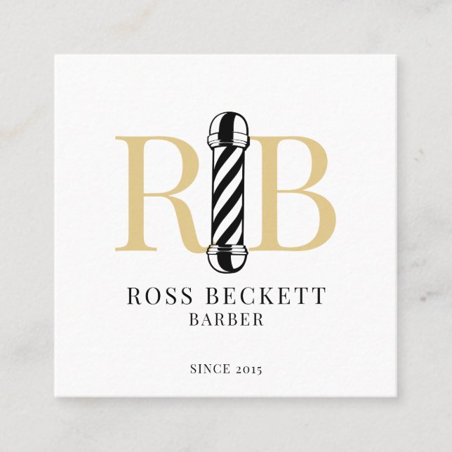 Carte De Visite Carré Barber Poteau Barber Coiffeuse Stylo (Devant)