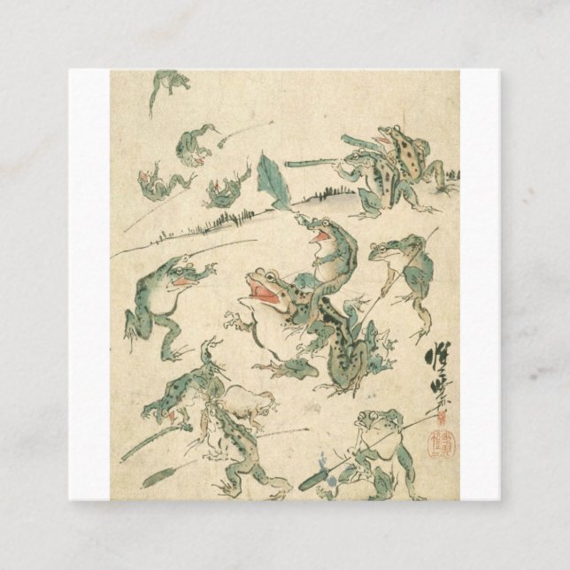Carte De Visite Carré Bataille Des Grenouilles - Kawanabe Kyosai (Devant)