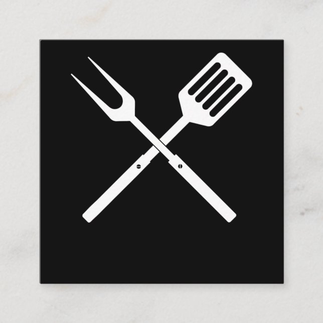 Carte De Visite Carré BBQ | Ustensiles barbecue nouveauté Outils barbecu (Devant)