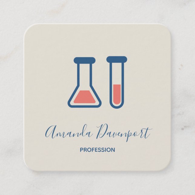 Carte De Visite Carré Beaker & Test Tube Science Themed (Devant)
