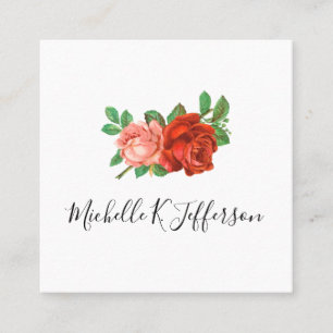 Carte De Visite Carré Beau Arrière - plan blanc Rose