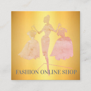 Carte De Visite Carré Beau doré élégant vêtements modernes bus carré