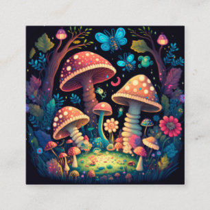 Carte De Visite Carré Beau mignon champignons magiques