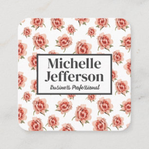 Carte De Visite Carré Beau Motif rose Roses