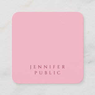 Carte De Visite Carré Beau rose pâle Moderne Simple Plat Luxe