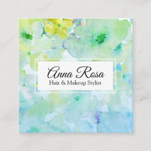 Carte De Visite Carré *~* Beauté florale populaire et chic bleu turquoi