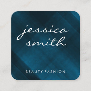 Carte De Visite Carré Beauté Mode Bleu Tissu Simple