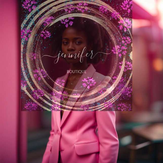 Carte De Visite Carré Beauty Shop Couch Gold Floral QR Code Logo (Beauty Shop Couch Gold Floral QR Code Logo Square Business Card)