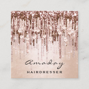 Carte De Visite Carré Beauty Studio Coiffure Rose de maquillage Diamant 