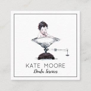 Carte De Visite Carré Bébé lunatique sur la sage-femme ou le Doula