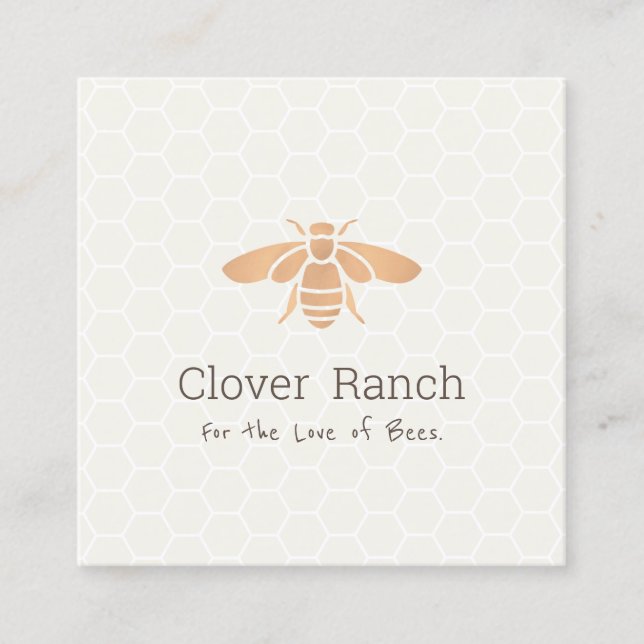 Carte De Visite Carré Beekeeper Honeybee Logo Honeypeb (Devant)