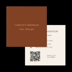 Carte De Visite Carré Beige rouille QR code site web