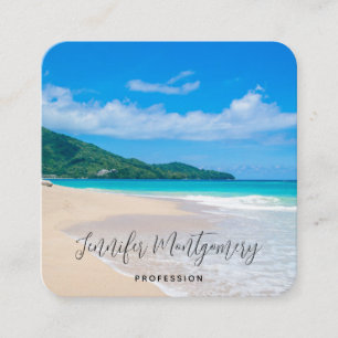 Carte De Visite Carré Belle Destination Tropicale Plage Pittoresque