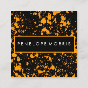 Carte De Visite Carré Belle Styliste de beauté de peintures orange et no