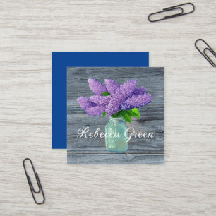 Carte De Visite Carré Belles Lilacs En Mason Jar Rustique