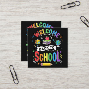 Carte De Visite Carré Bienvenue à l'école les enfants Enseignant Premier