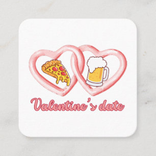 Carte De Visite Carré Bière à la pizza de Saint-Valentin