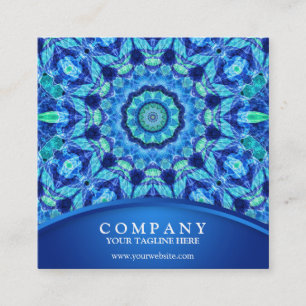 Carte De Visite Carré Bijou de la mer bleue Mandala