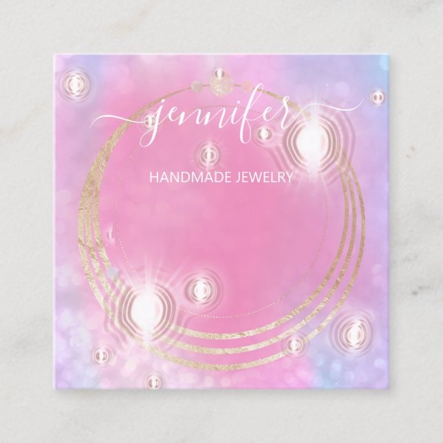 Carte De Visite Carré Bijoux artisanal Logo personnalisé Holographe Futu (Devant)