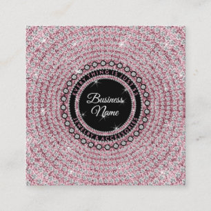 Carte De Visite Carré Bijoux Diamant Cercle Rose Paillettes Brillants Él