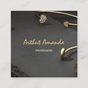 Carte De Visite Carré Bijoux luxe Gold Black Modern Pink Photo