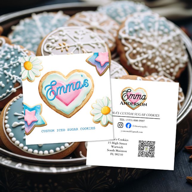 Carte De Visite Carré biscuit glacé logo de la boulangerie petite entrep (Créateur téléchargé)