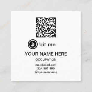 Carte De Visite Carré Bitcoin Porte-monnaie QR Code Bit Me Insérer une c