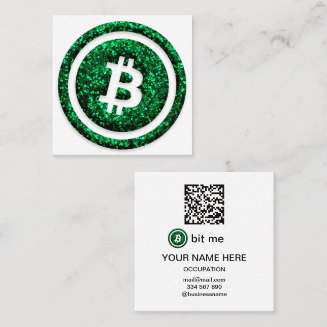 Carte De Visite Carré Bitcoin Wallet QR Code Bit Me Logo (Devant / Derrière)