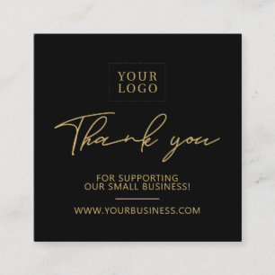 Carte De Visite Carré Black & Gold   Emballage de logo d'entreprise Merc