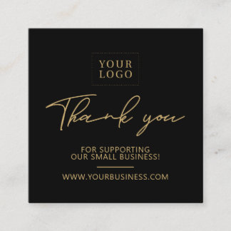 Carte De Visite Carré Black & Gold | Emballage de logo d'entreprise Merc