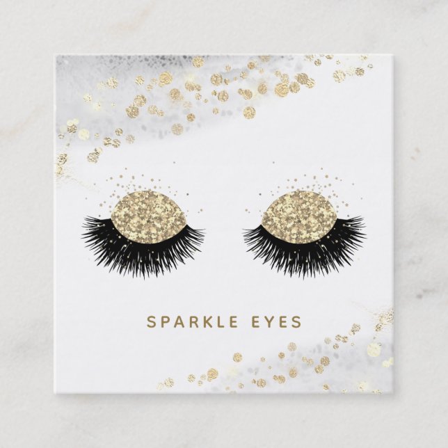 Carte De Visite Carré *~* Black Gold Grey Eyes Lashes Glam Luxe (Devant)