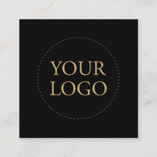 Carte De Visite Carré Black & Gold   Logo simple et médias sociaux 