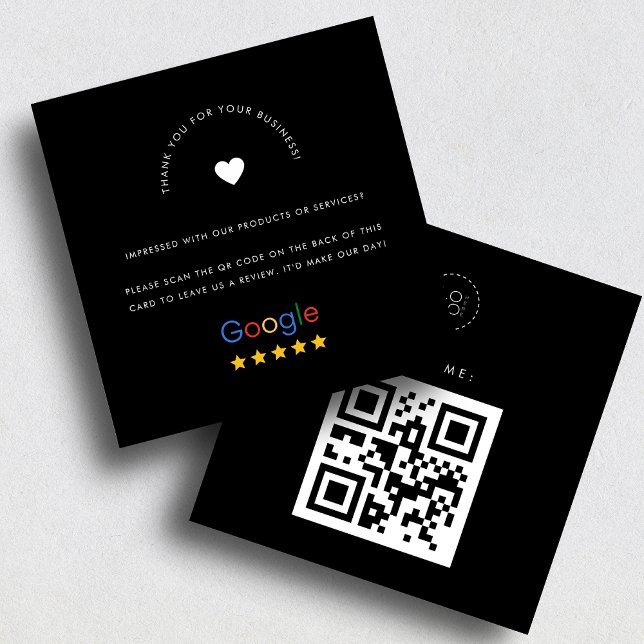 Carte De Visite Carré Black Google Commentaires Custom Business Logo Cod (Créateur téléchargé)