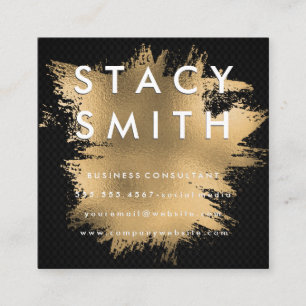Carte De Visite Carré Black Mesh Gold Foil
