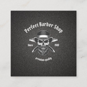 Carte De Visite Carré Black Metal Beard Moderne Élégant Barber Salon