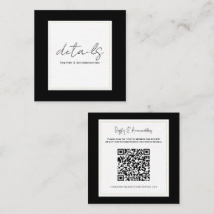 Carte De Visite Carré Black White Gold Modern Minimal Détails Mariage