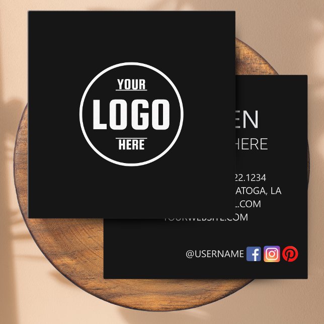 Carte de visite Carré blanc circulaire du logo per (Custom Logo Circle White Square Business Card  )